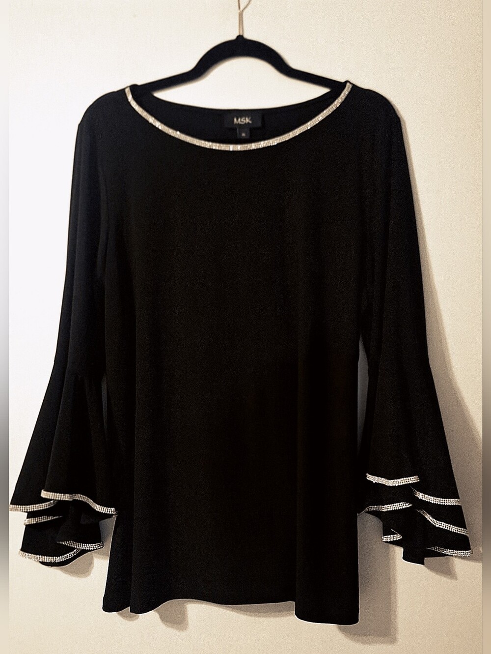 MSK Black Top with Rhinestone Trim